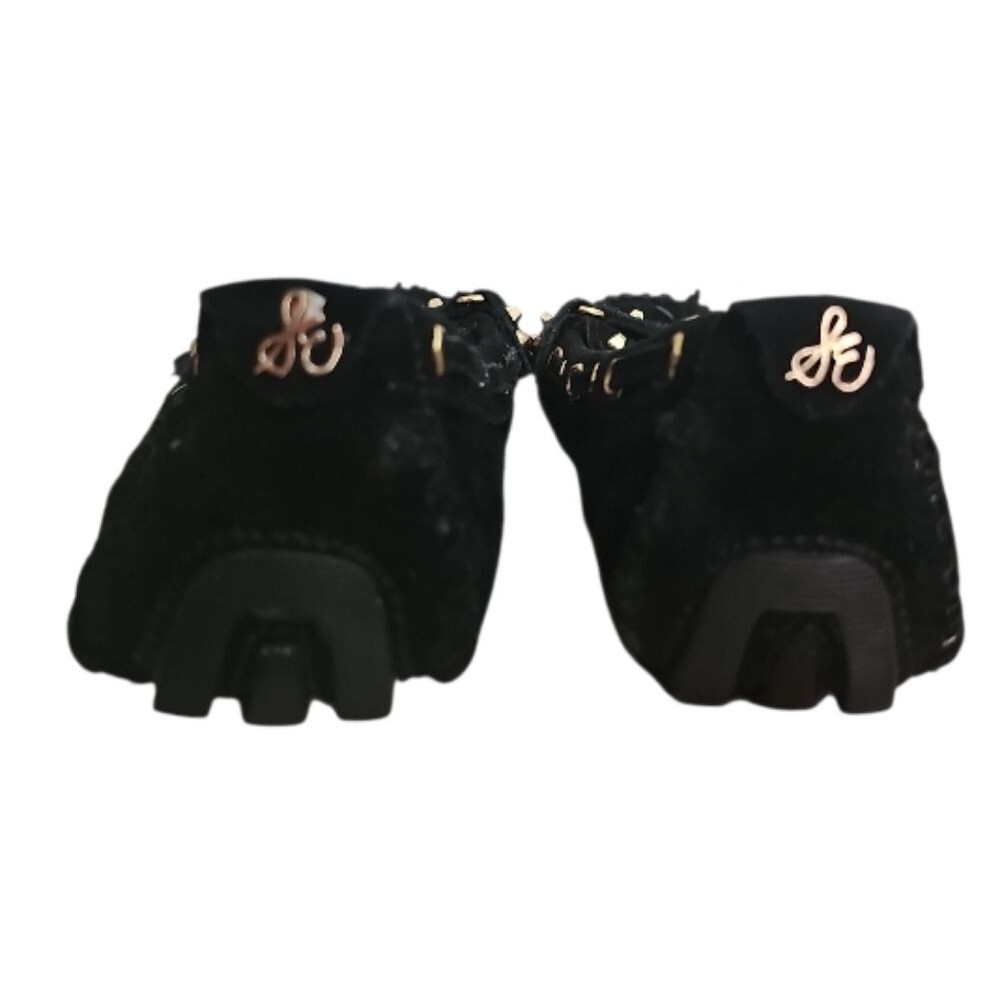 Sam Edelman Jalen Studded Suede Moccasins 6.5 Black Gold Tassel Detail Slip On - Picture 8 of 12